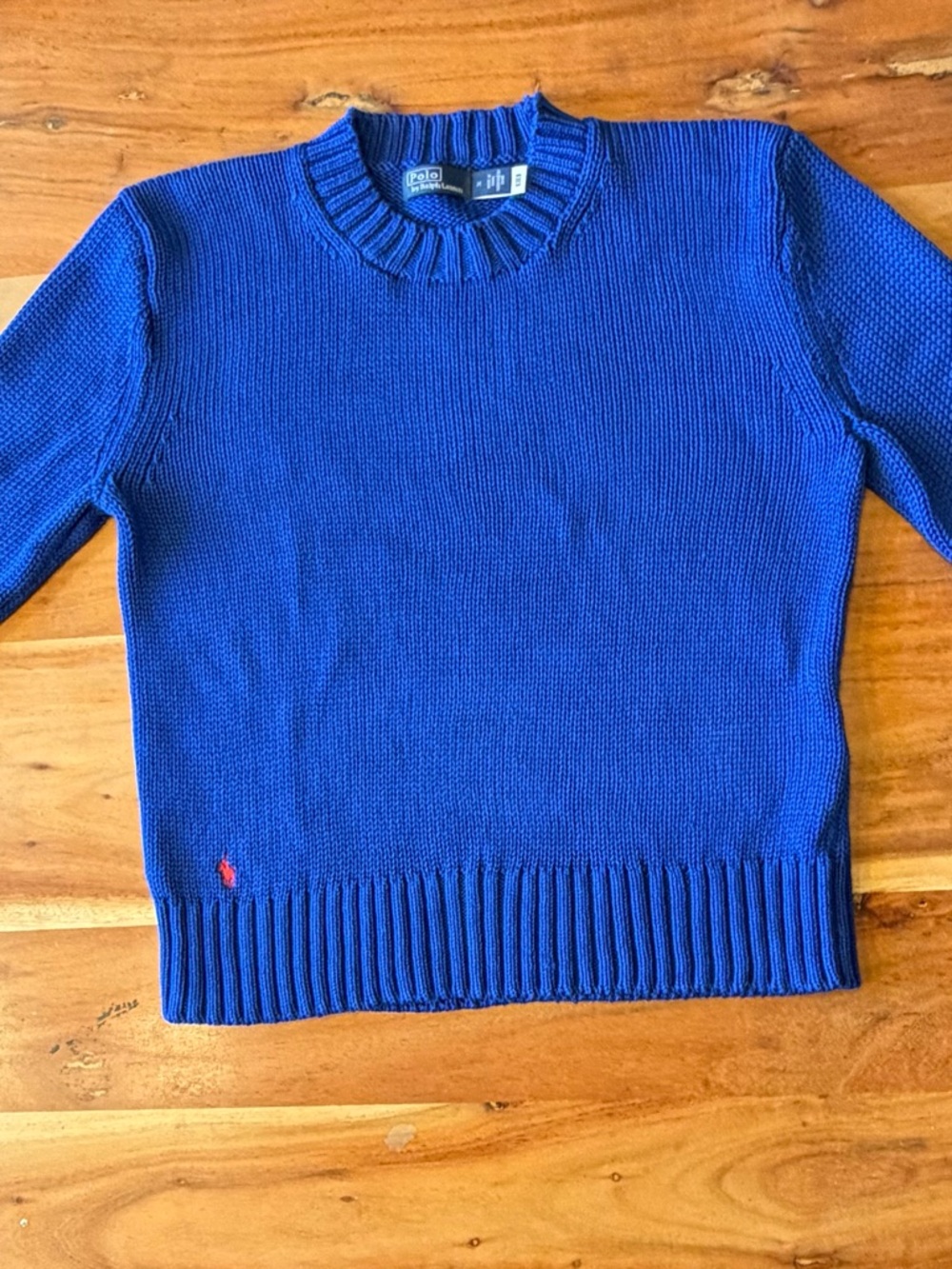 Polo Ralph Lauren Preppy Blue Cotton Crewneck Sweater M (GUC) - Picture 11 of 15